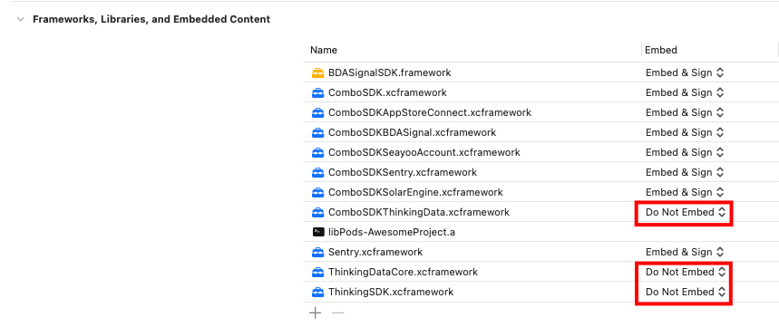 Xcode 中静态库的 Do Not Embed 设置